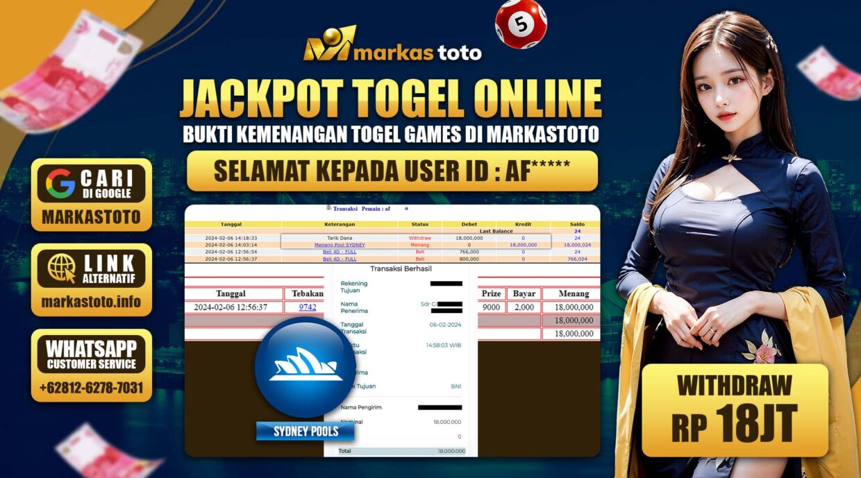 BUKTI PEMBAYARAN MEMBER JP TOGEL SYDNEY DI MARKASTOTO USER ID AF