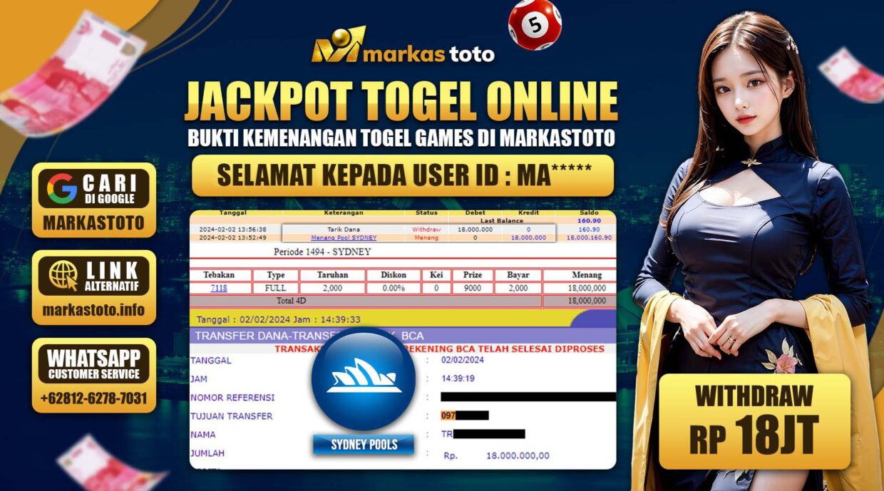 BUKTI PEMBAYARAN MEMBER JP TOGEL SYDNEY DI MARKASTOTO USER ID MA