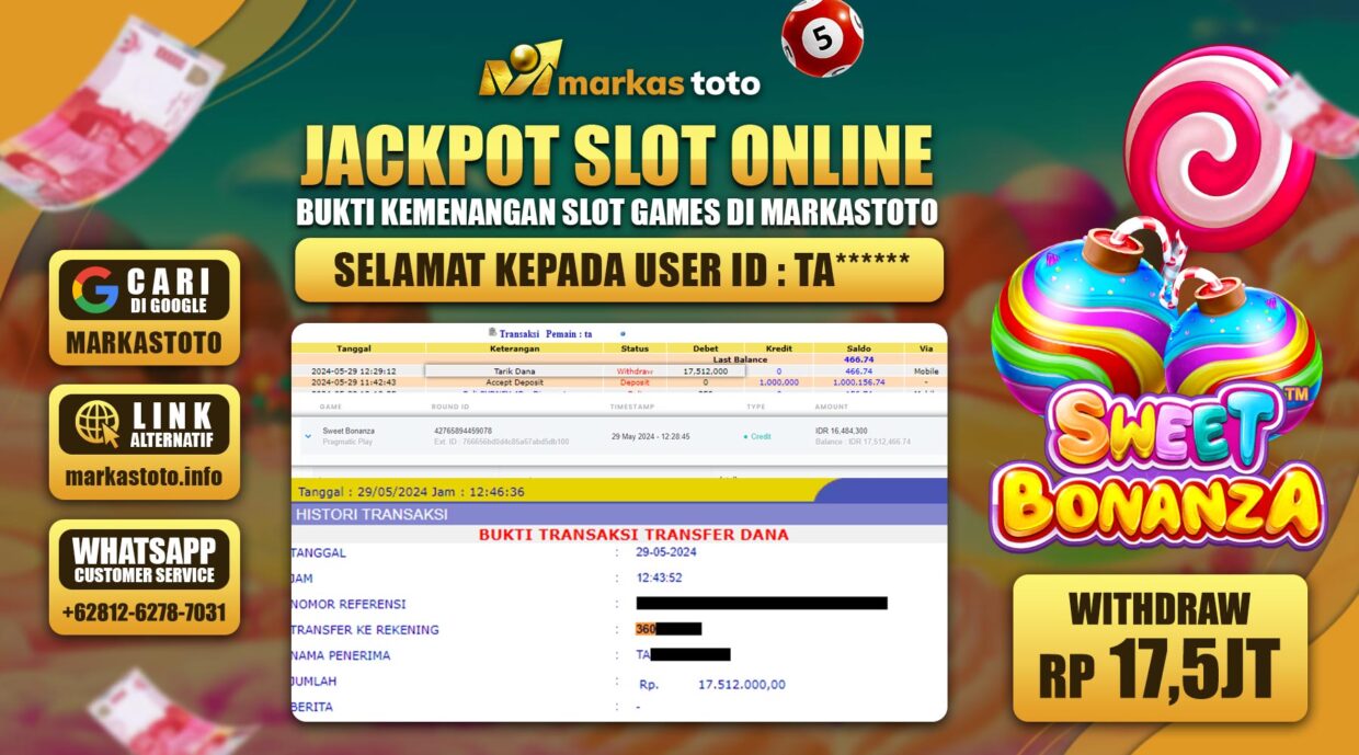 BUKTI PEMBAYARAN MEMBER JP SLOT PRAGMATIC SWEET BONANZA DI MARKASTOTO USER ID TA