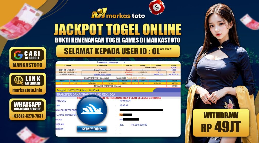 BUKTI PEMBAYARAN MEMBER JP TOGEL SYDNEY DI MARKASTOTO USER ID OL