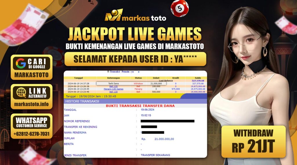 BUKTI PEMBAYARAN MEMBER JP LIVE CASINO DI MARKASTOTO USER ID YA