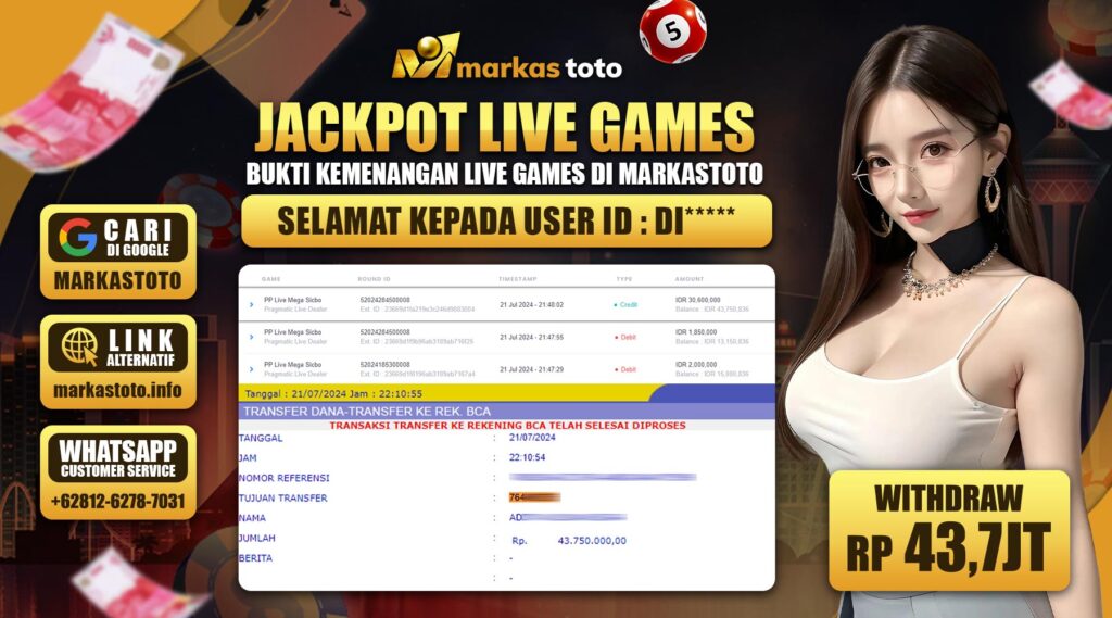 BUKTI PEMBAYARAN MEMBER JP LIVE CASINO DI MARKASTOTO USER ID DI