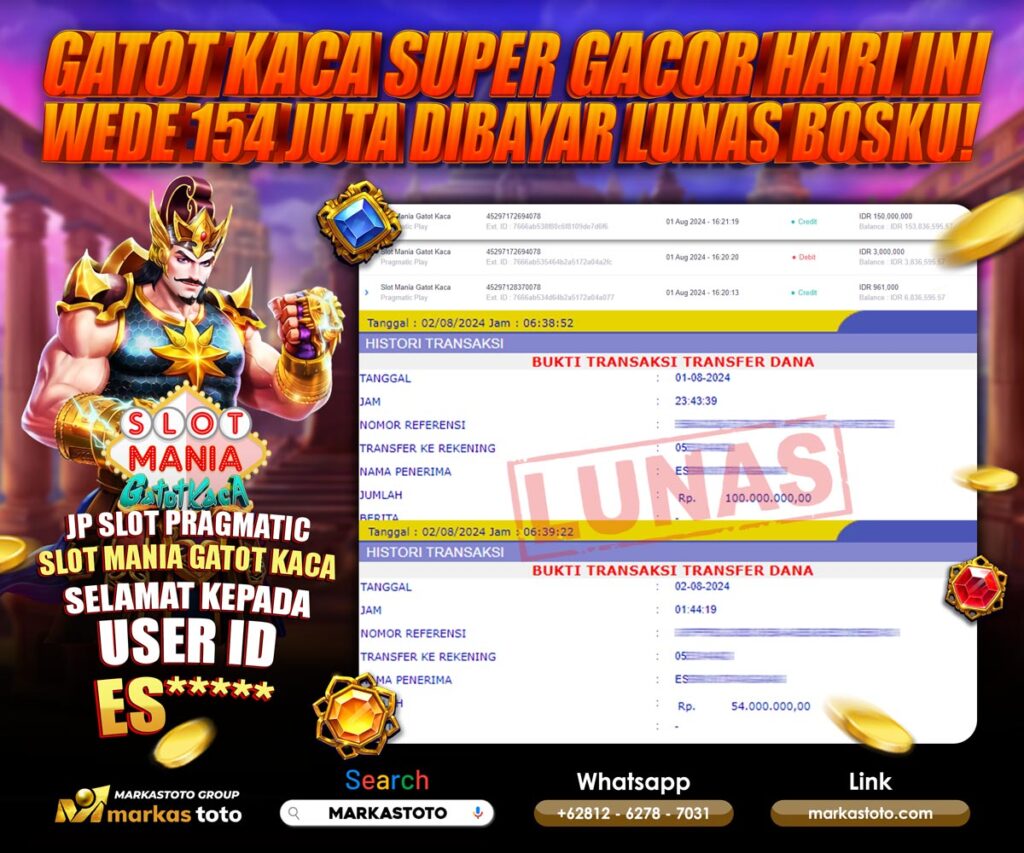 BUKTI PEMBAYARAN MEMBER JP SLOT PRAGMATIC SLOT SLOT MANIA GATOT KACA DI MARKASTOTO USER ID ES