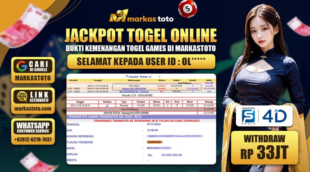 BUKTI PEMBAYARAN MEMBER JP TOGEL SGP DI MARKASTOTO USER ID OL